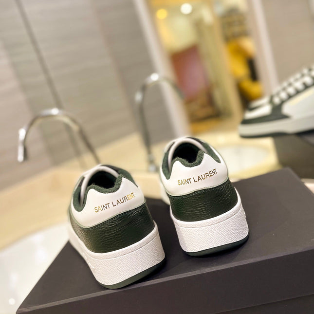 SL SL/61 SNEAKERS DARK GREEN AND WHITE CALFSKIN