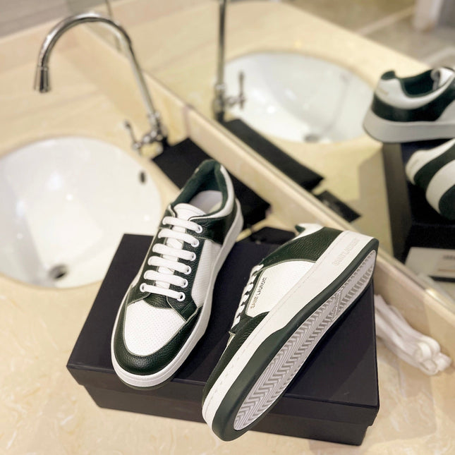 SL SL/61 SNEAKERS DARK GREEN AND WHITE CALFSKIN
