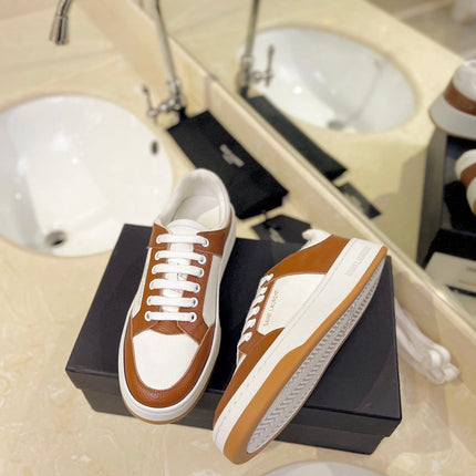 SL SL/61 SNEAKERS WHITE-BROWN CALFSKIN