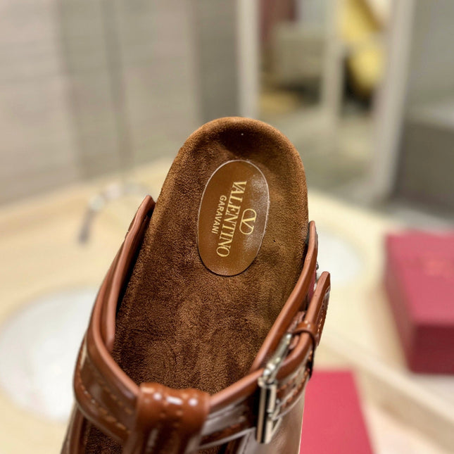 FUSSFRIEND BRONZE BROWN PATENT CALFSKIN LEATHER SABOT