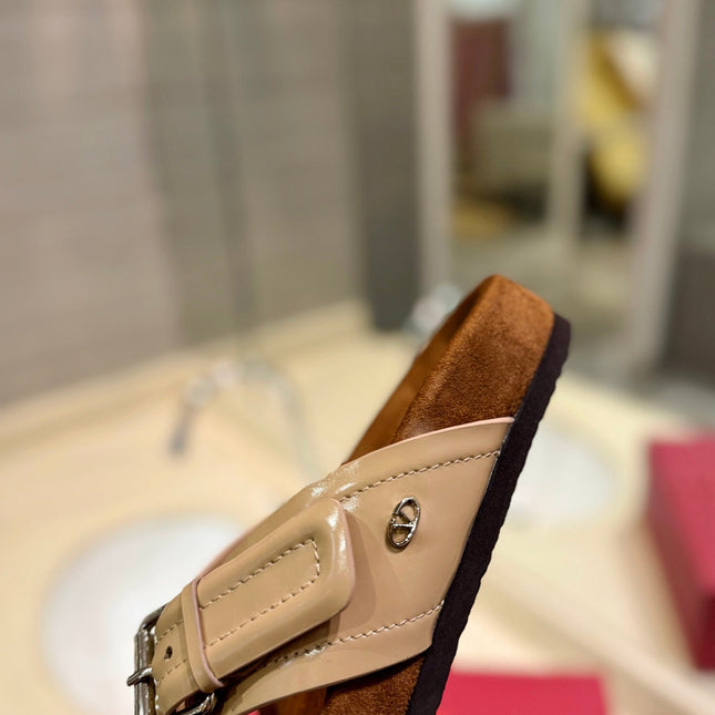 CROSSOVER - STRAP CAMEL BROWN CALFSKIN SLIDE