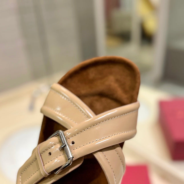CROSSOVER - STRAP CAMEL BROWN CALFSKIN SLIDE