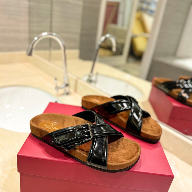 CROSSOVER - STRAP BLACK CALFSKIN SLIDE