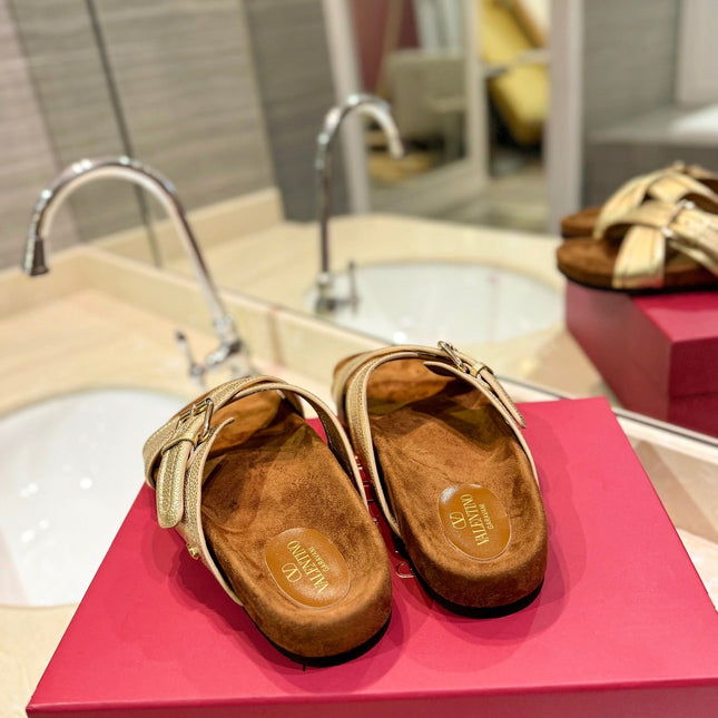 CROSSOVER - STRAP GOLD CALFSKIN SLIDE
