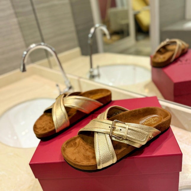 CROSSOVER - STRAP GOLD CALFSKIN SLIDE