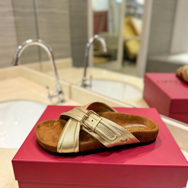 CROSSOVER - STRAP GOLD CALFSKIN SLIDE