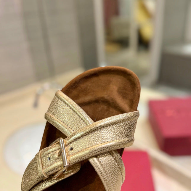 CROSSOVER - STRAP GOLD CALFSKIN SLIDE