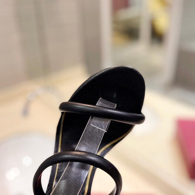 HIGH HEEL SANDAL 10 CM IN BLACK CALFSKIN
