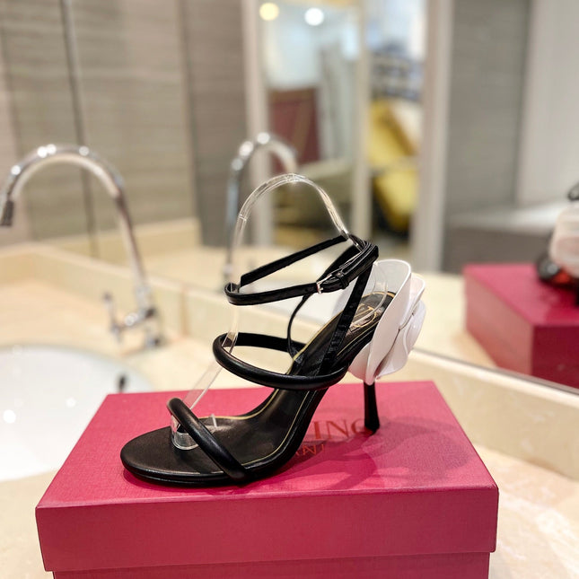 HIGH HEEL SANDAL 10 CM IN BLACK CALFSKIN