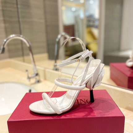 HIGH HEEL SANDAL 10 CM IN WHITE CALFSKIN