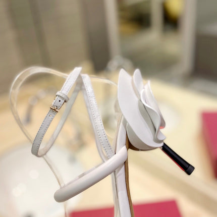 HIGH HEEL SANDAL 10 CM IN WHITE CALFSKIN