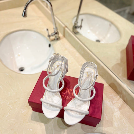 HIGH HEEL SANDAL 10 CM IN WHITE CALFSKIN