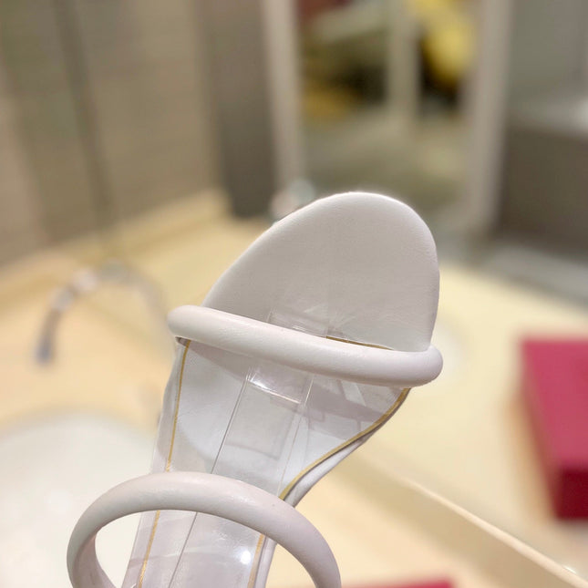 HIGH HEEL SANDAL 10 CM IN WHITE CALFSKIN