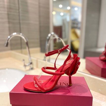 HIGH HEEL SANDAL 10 CM IN CHERRY RED CALFSKIN
