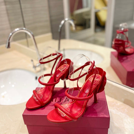 HIGH HEEL SANDAL 10 CM IN CHERRY RED CALFSKIN