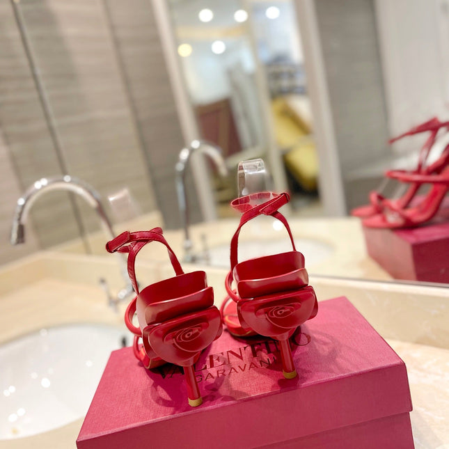 HIGH HEEL SANDAL 10 CM IN CHERRY RED CALFSKIN