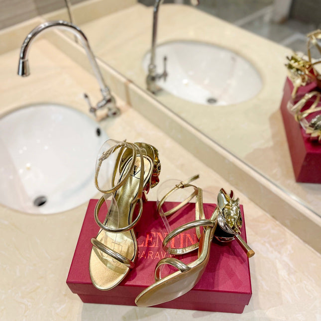 HIGH HEEL SANDAL 10 CM IN GOLD CALFSKIN