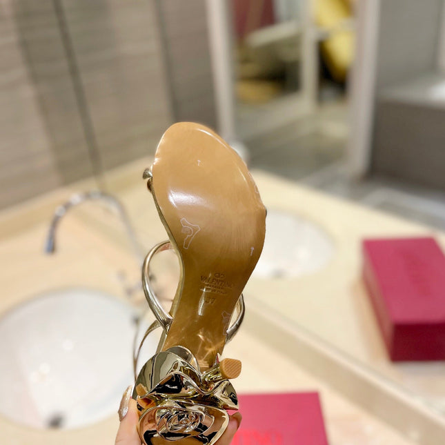HIGH HEEL SANDAL 10 CM IN GOLD CALFSKIN