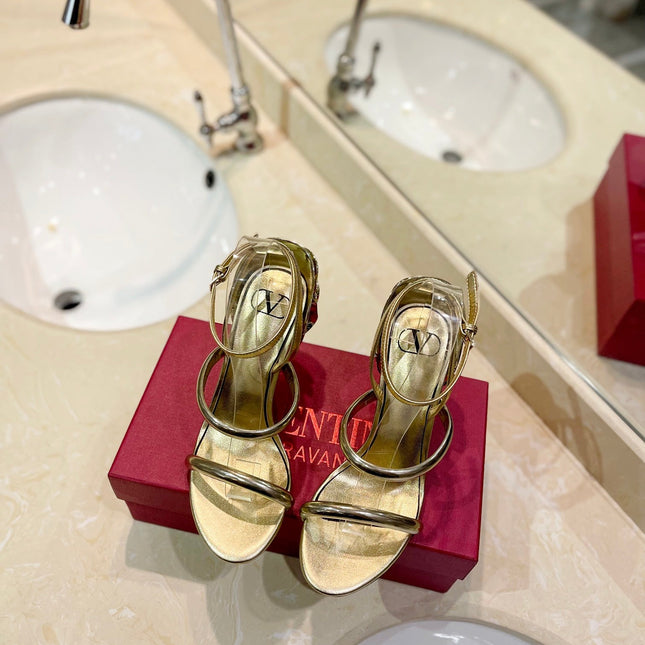 HIGH HEEL SANDAL 10 CM IN GOLD CALFSKIN