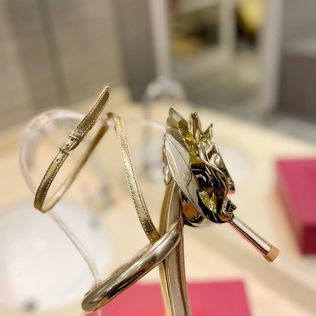HIGH HEEL SANDAL 10 CM IN GOLD CALFSKIN