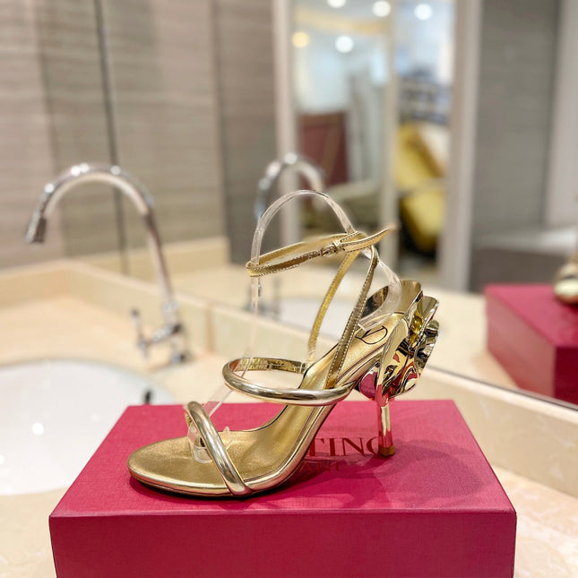HIGH HEEL SANDAL 10 CM IN GOLD CALFSKIN