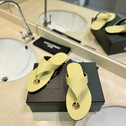 SL KOUROS THONG SANDALS PASTEL YELLOW CALFSKIN