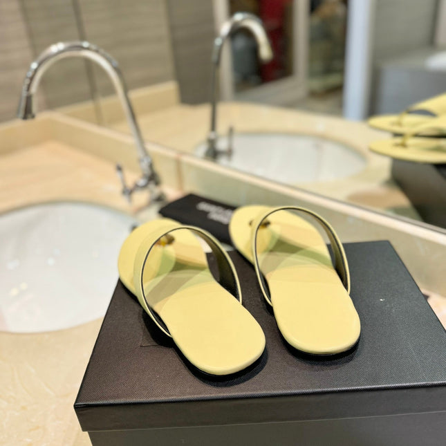 SL KOUROS THONG SANDALS PASTEL YELLOW CALFSKIN