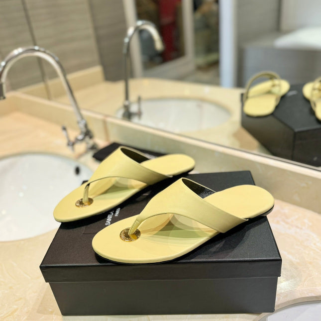 SL KOUROS THONG SANDALS PASTEL YELLOW CALFSKIN