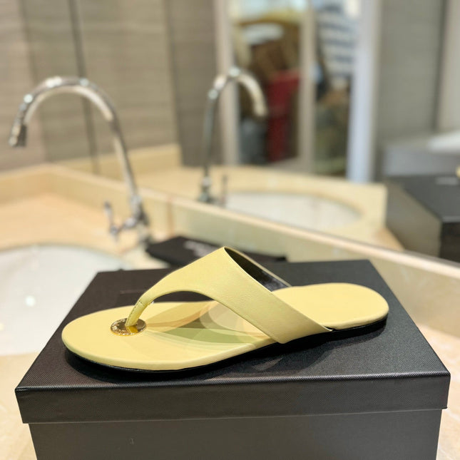 SL KOUROS THONG SANDALS PASTEL YELLOW CALFSKIN