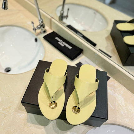SL KOUROS THONG SANDALS PASTEL YELLOW CALFSKIN
