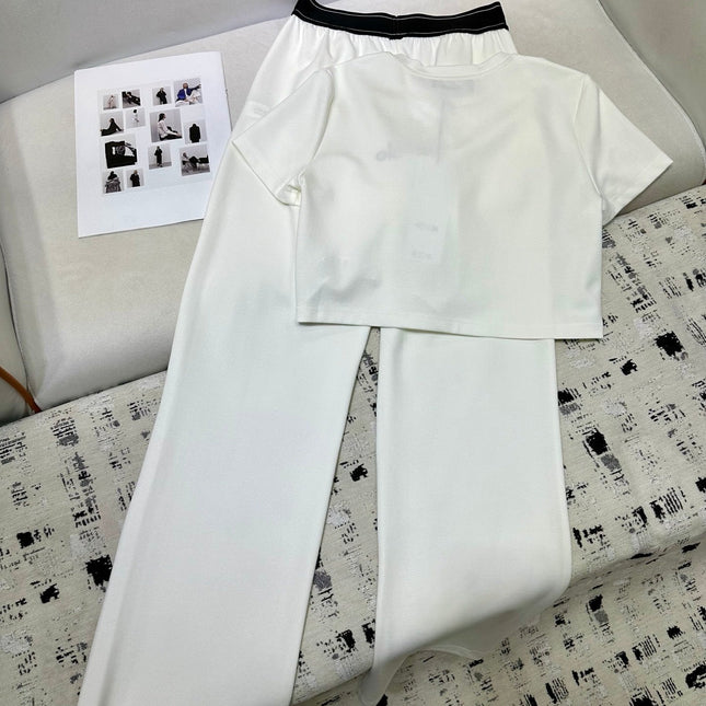 ALO T-SHIRT AND WIDE-LEG PANTS SET STYLE 160