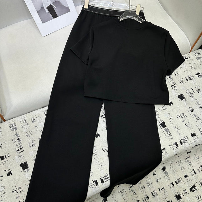 ALO T-SHIRT AND WIDE-LEG PANTS SET STYLE 159