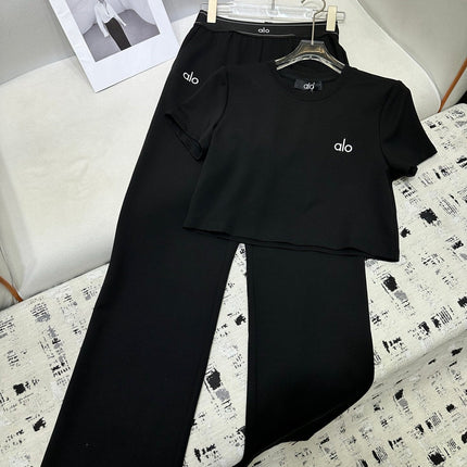 ALO T-SHIRT AND WIDE-LEG PANTS SET STYLE 159