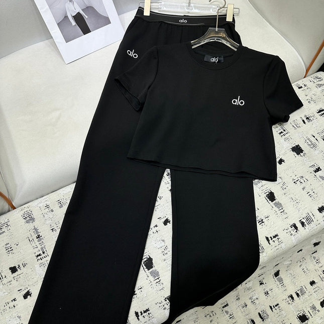 ALO T-SHIRT AND WIDE-LEG PANTS SET STYLE 159