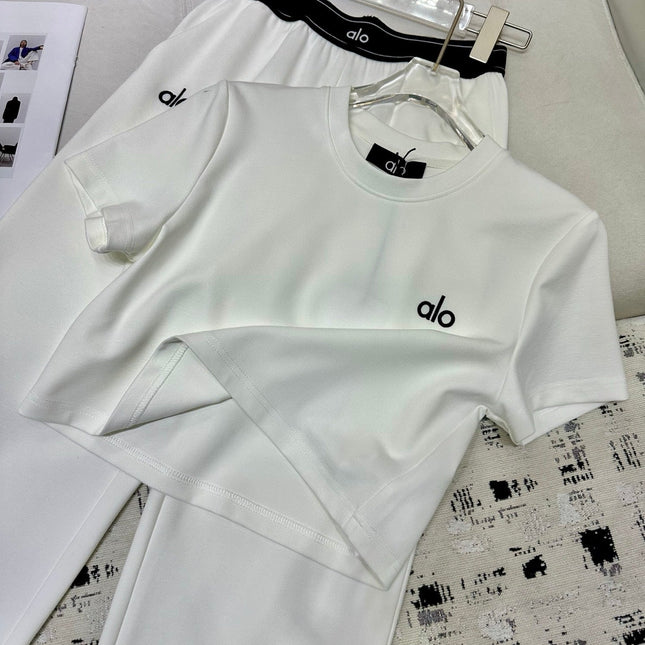ALO T-SHIRT AND WIDE-LEG PANTS SET STYLE 160