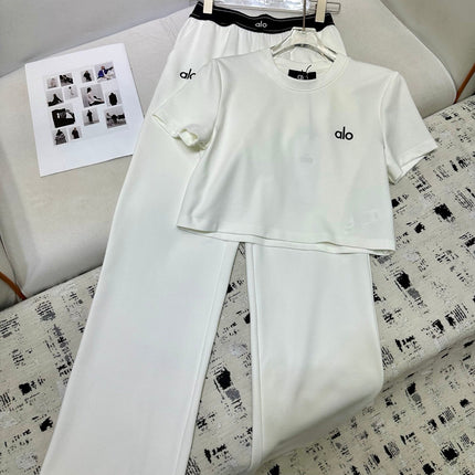 ALO T-SHIRT AND WIDE-LEG PANTS SET STYLE 160