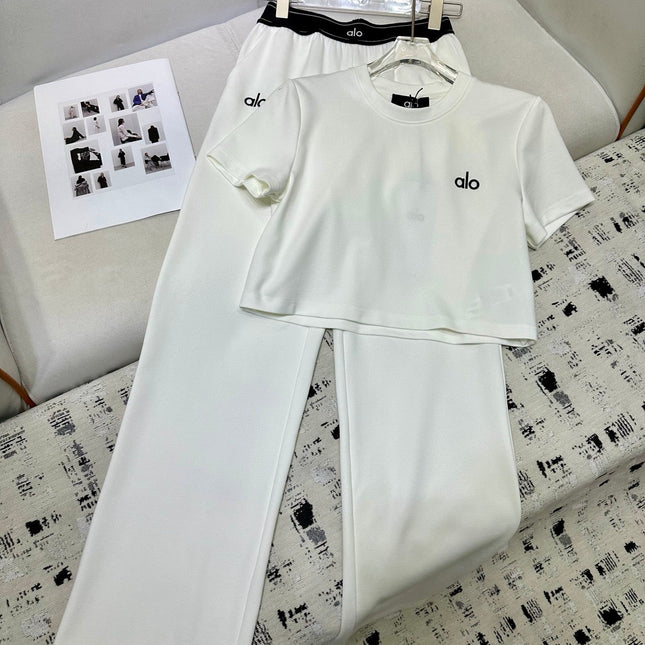 ALO T-SHIRT AND WIDE-LEG PANTS SET STYLE 160