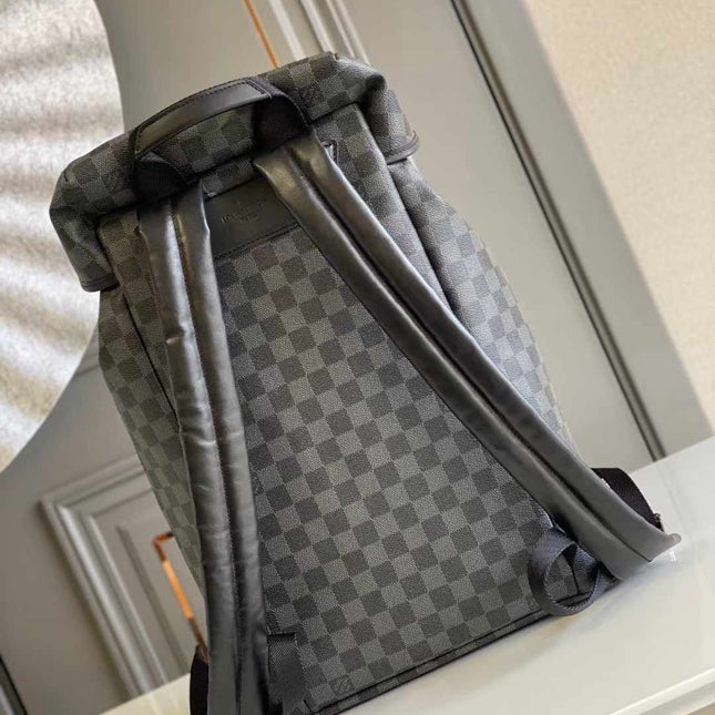 BACKPACK 44 IN GUN METAL DAMIER GRAPHITE CANVAS