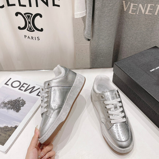 SL SL/61 SNEAKERS SILVER PERFORATED CALFSKIN