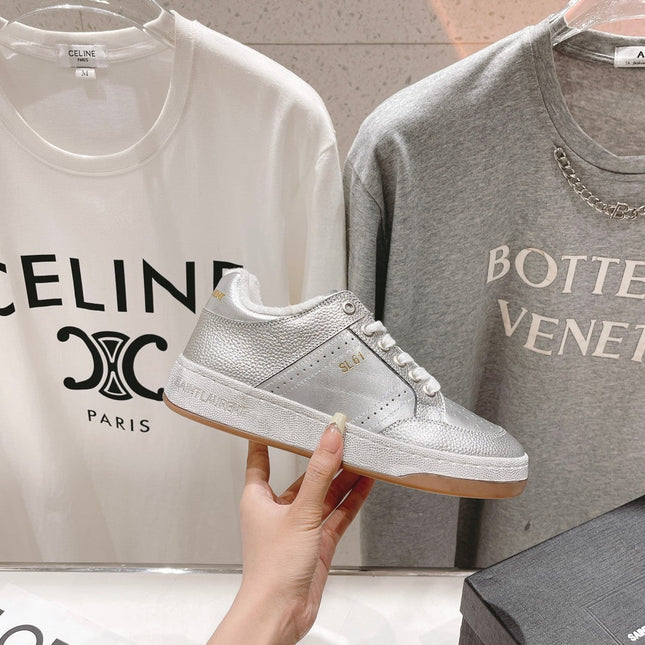 SL SL/61 SNEAKERS SILVER PERFORATED CALFSKIN