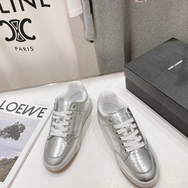 SL SL/61 SNEAKERS SILVER PERFORATED CALFSKIN