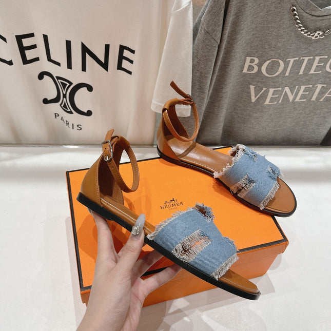 SANTORINI SANDAL BLEU CLAIR LAMBSKIN