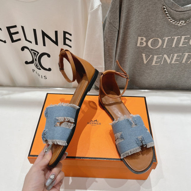 SANTORINI SANDAL BLEU CLAIR LAMBSKIN
