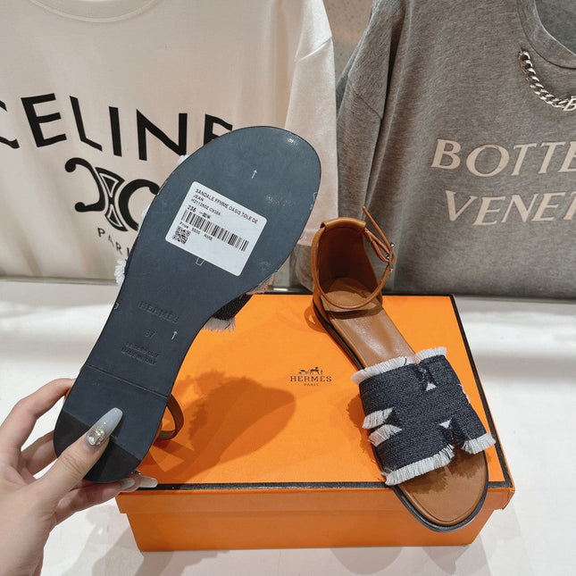 SANTORINI SANDAL LIGHT BLACK LAMBSKIN