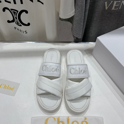 MILA PLATFORM 5 CM IN WHITE NYLON WITH EMBROIDERED LOGO