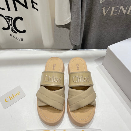 MILA PLATFORM 5 CM IN OYSTER GREY NYLON WITH EMBROIDERED LOGO