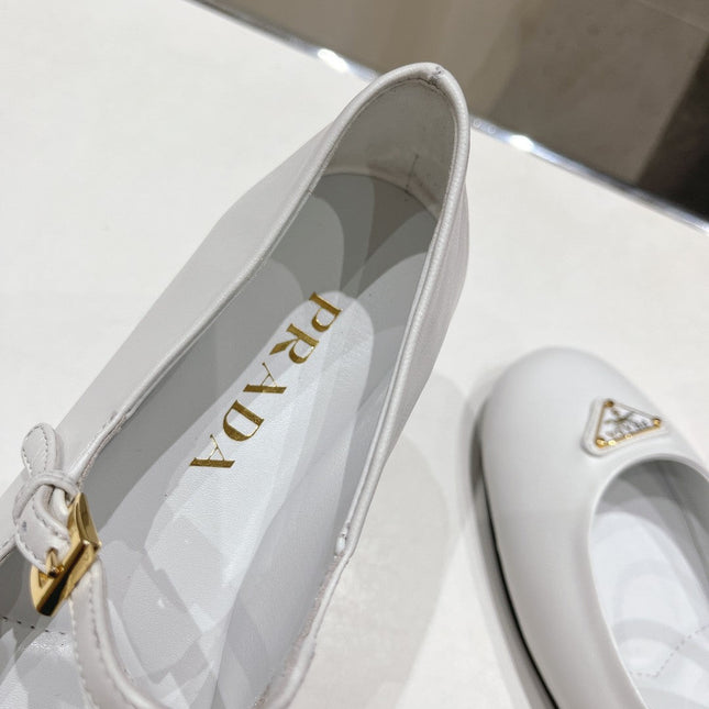 PRA NAPPA LEATHER BALLERINAS WHITE