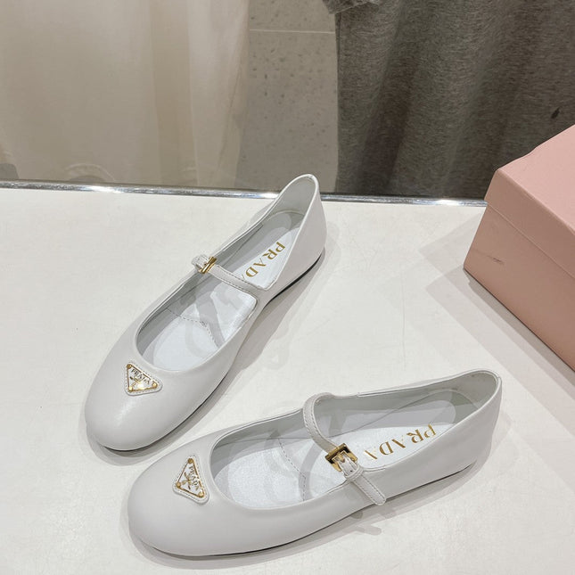 PRA NAPPA LEATHER BALLERINAS WHITE