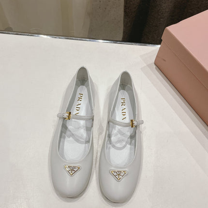 PRA NAPPA LEATHER BALLERINAS WHITE