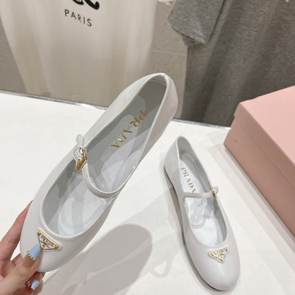 PRA NAPPA LEATHER BALLERINAS WHITE